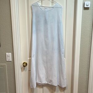 MADE IN ITALY 100% Cotton Sleeveless Midi Dress Swim Cover Up Light Blue No Size